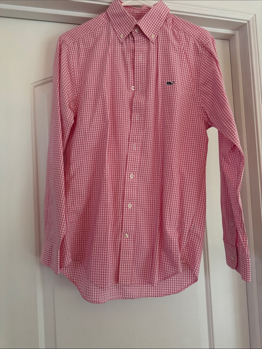 Vineyard Vines Pink Gingham Long-Sleeve Button-Down Shirt